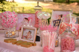 pink candy birthday party buffet
