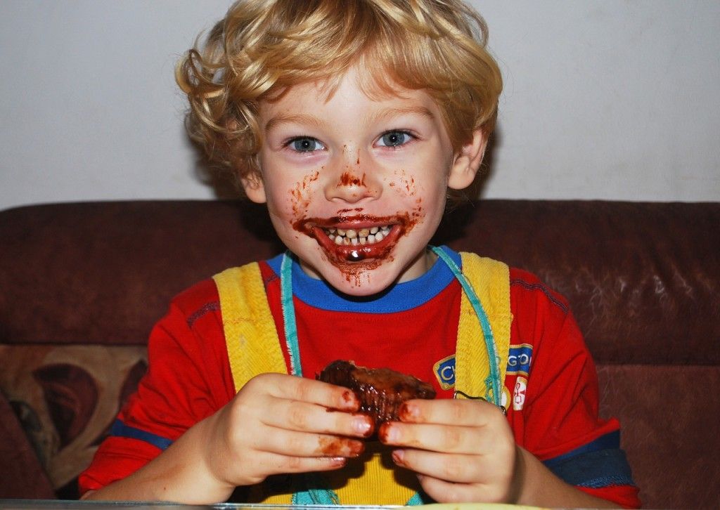 Boy enjoying chocolate